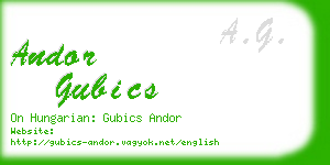 andor gubics business card